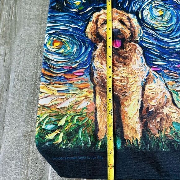 Goldendoodle Dog Starry Night Van Gogh Canvas Tote Bag - Picture 2 of 4
